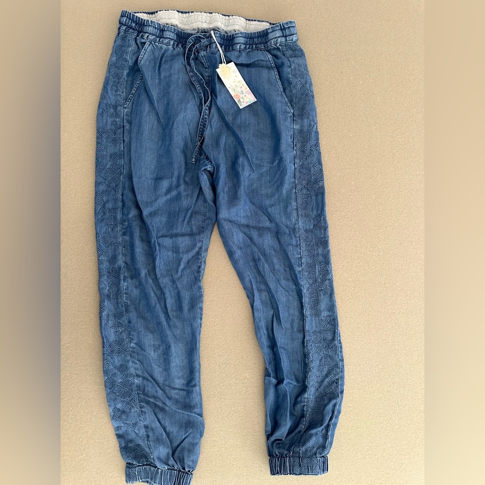 Johnny Was Pete & Greta Embroidered Pants Joggers Pockets
